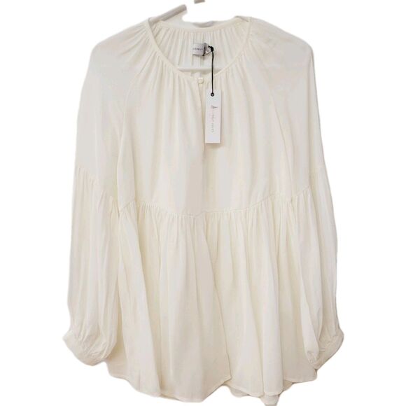 NWT Sincerely Jules Cameron Chiffon Ivory Size XS Flowy Women Blouse - Picture 1 of 13